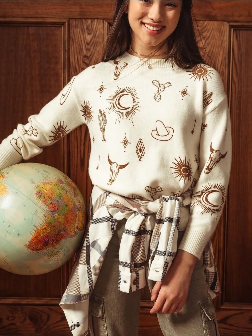 Modish Rebel Desert Motif Sweater